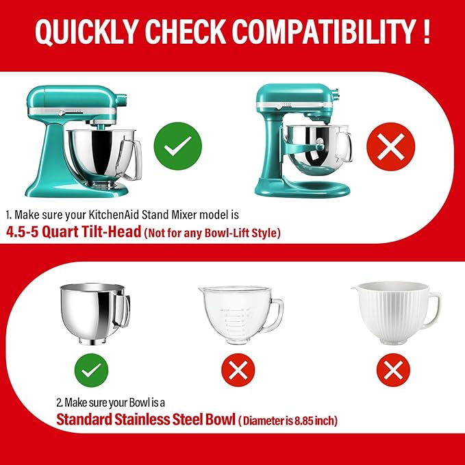 Pouring Shield for KitchenAid Tilt Head 4.5-5 QT (for Stainless Steel Bowls Only), for Kitchen aid Accessories and Attachments, Fully Enclosed Foldable Lid Mixer Bowl Cover, Not For Bowl Lift (Blue)