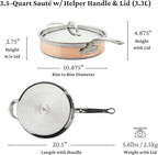 Hestan - CopperBond Collection - 100% Pure Copper Sauté Pan, Induction Cooktop Compatible, 3.5 Quart