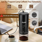 Portable Electric Coffee Grinder - 38 Grind Settings, Conical Burr & Black Stainless Steel Body, Rechargeable Mill for Espresso, Moka Pot, Turkish, Ideal for Camping and Travel