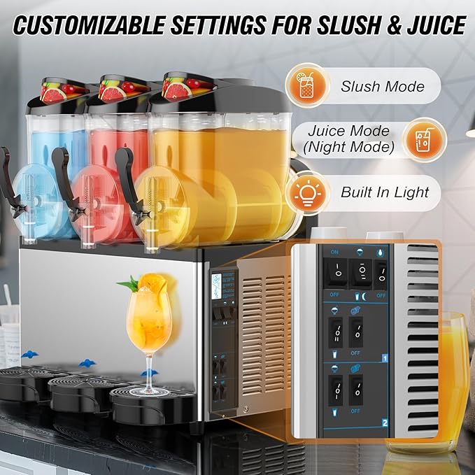 Ultimate Commercial Slushy Machine – 12X3 Tank Stainless Steel Slush Machine,Commercial Frozen Drink Maker for Juices, Margaritas, and Cocktails – Ideal for Bars and Restaurants