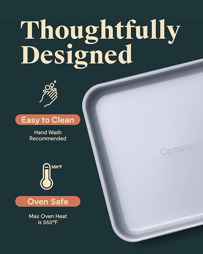 Caraway 9” Square Pan Duo - Non-Stick Ceramic Coating - Free From Forever Chemicals - Cake Pan Perfect for Brownies, Lemon Bars, & More - Gray