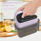 9-Speed Digital Hand Mixer Electric, 400W Powerful DC Motor, Baking Mixer Handheld with Snap-On Storage Case, 5 Stainless Steel Accessories, Flat Beaters, Dough Hooks, Whisk (Purple&Black)