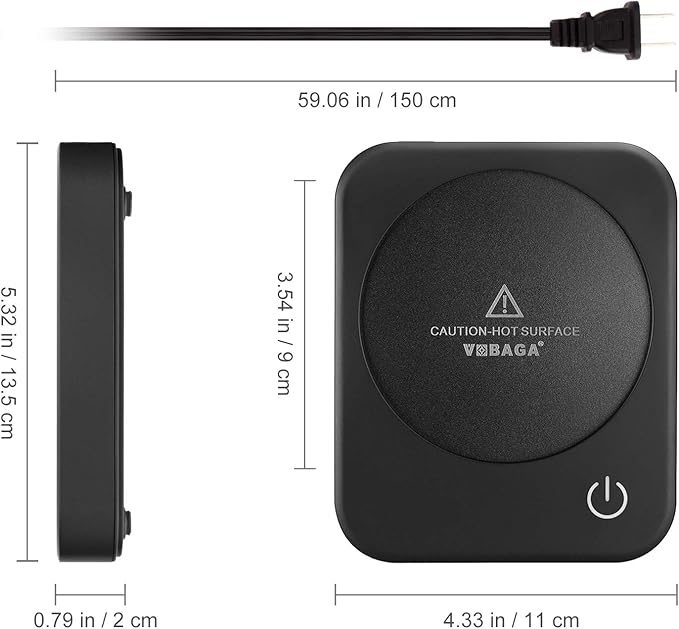 VOBAGA Coffee Mug Warmer, 4 Hours Auto Shut Off Cup Warmer for Office Home Desk Use with 3 Temperature Settings, Electric Beverage Warmer for Cocoa,Tea, Milk, Soup, Gift (No Cup)