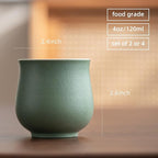 4-Oz Ceramic Espresso Cups Set - Multi-Color, Handle-Free Design for Home & Cafe | Dishwasher-Safe Stoneware Cups (Green, 4)