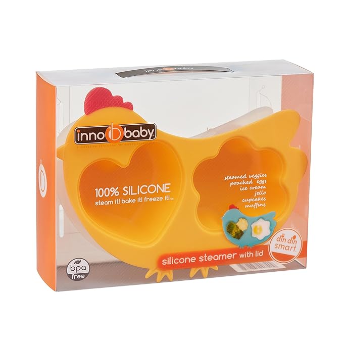 Innobaby Din Din Smart Silicone Chicken Steamer with Lid for Children, Yellow (SIL-CKS03)