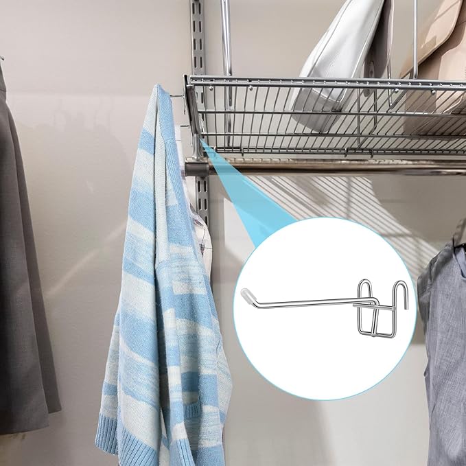 8 Pcs Accessory Hooks for Wire Shelving with Rubber Cover Heavy Duty Metal Hooks for Hanging Kitchen Utensils Wire Shelf Accessories Room Organization (Silver)