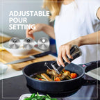 Black Salt and Pepper Shakers by Aelga, Salt Shaker with Adjustable Pour Holes, Black Kitchen Accessories, Decor for Kitchen,Restaurants,Camp,BBQ