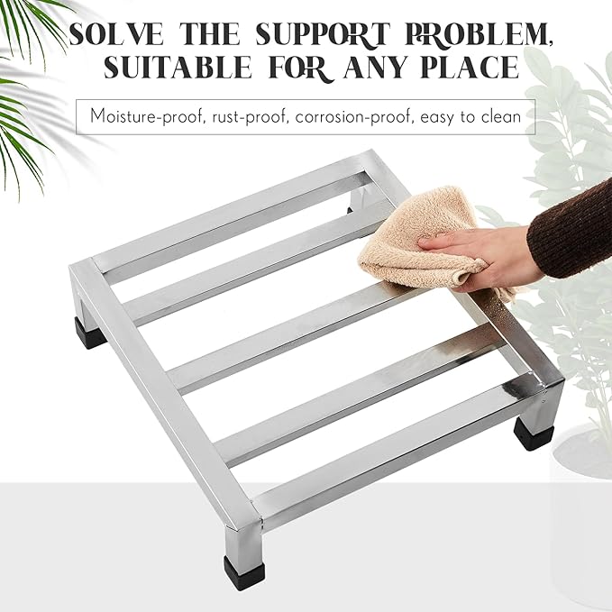 4 Pack Dunnage Rack 13.8" Long x 13.8" Wide, 3.9" Height Stainless Steel Dunnage Rack 2000+ Pound Capacity Storage Commercial Food Service Storage in Restaurant Kitchens Shop