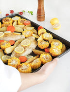 2 Cookie Baking Sheet Pan Nonstick 15.55 x10.63Inch (Inner 14.76x9.84inch) Jelly Roll Tray 2x Thicker Carbon Steel Non -Toxic Bakeware