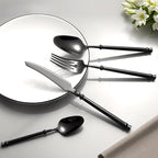 Black Silverware Set for 4 Unique 18/10 Stainless Steel 16 Piece Flatware Sets Mirror Polished Elegant Cutlery Utensils Set for Home Kitchen Dishwasher Safe Nice Weight