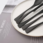 Luxury Silverware Set Flatware Cutlery 18/10 Stainless Steel Matte Polishing Metal Utensils Set Group Service for 1, 6-piece, Black