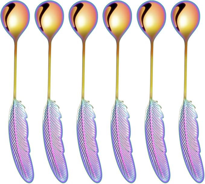 Creative spoons in multiple colors. They can be used to stir flower tea, coffee, and desserts. They're also great for decoration, collection, or as gifts. (rainbow color)