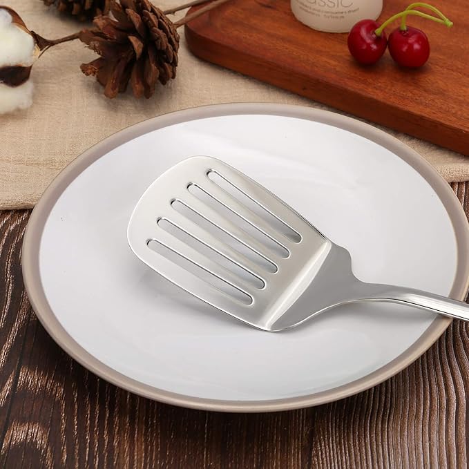 Kitchen Utensils, Contains Soup ladle, Spaghetti Claw, Wok Turner Shovel, Slotted Turner, Premium Stainless Steel, No rust, Dishwasher Safe (Slotted Spatula)