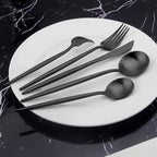 Matte Black Silverware Set, Vanys 20 Piece Stainless Steel Cutlery Flatware Set, Kitchen Utensil Sets for 4, Tableware With Knife Spoons And Forks Set, Satin Finished Polished