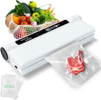 Vacuum Sealer Machine for Food Storage - 75KPA Strong Suction, Dry & Wet Modes, Includes 30 Vacuum Seal Bags, Digital Timer, Compact for Home Kitchen (Lightweight, BPA Free)