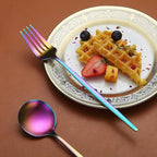 Matte Rainbow Flatware Set 20 Pieces, Stainless Steel Colorful Silverware Set, Titanium Plating Matte Rainbow Cutlery Set, Matte Rainbow Utensil Sets, Service Set for 4 (Matte Rainbow)