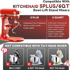 GVODE Stainless Steel Spiral Dough Hook for Kitchenaid Stand Mixer, Bread Hook Fits Kitchenaid 5Plus & 6QT Bowl-Lift Stand Mixers, Dishwasher Safe, Not Fit for KitchenAid TILT-HEAD Mixer