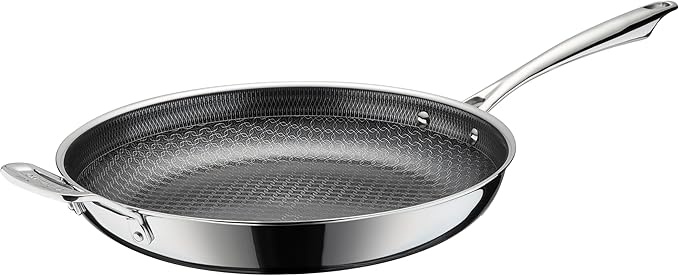 Cuisinart FusionElite+ Nonstick Tri-Ply Stainless Steel Skillet, 12″ Skillet Frying Pan with Helper, PURELYSEAR Ceramic Nonstick Technology, Scratch Proof, Cool Grip Handles, Dishwasher Safe