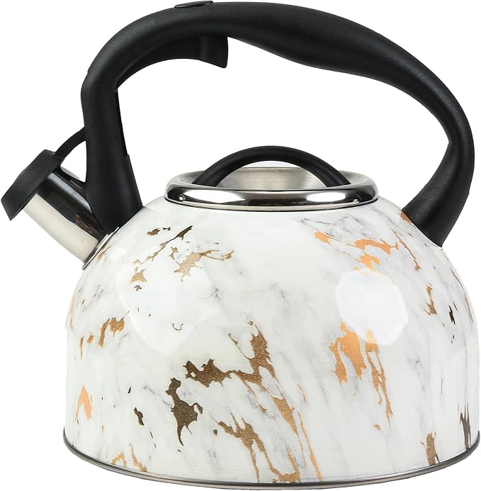 Whistling Stovetop Tea Kettle,Food Grade Stainless Steel, Cool Touch Ergonomic Handle, Fast Boil, for Gas, Electric, and Glass Ranges - 3L
