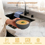 Hoimenly Wheat Straw Bowls for Kitchen, Unbreakable Cereal Bowl Set of 8, 26oz Microwave and Dishwasher Safe Bowls Set for Party, Camping, Alternatives to Plastic Bowl, Stackable Soup Bowls(Dark Grey)