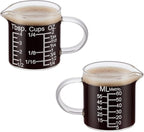 Ackers Etching Scale Measuring Glass -[Insulated handle | V-Shaped Spout]-Made of High Borosilicate Glass Measuring for Kitchen or Restaurant, Easy to Read, 60 ML (2 Oz) 丨(2 Pack)