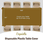 Exquisite 66% Thicker Premium Plastic Table Cloth Rectangle Table Cover 0.5 Mil 6 Pack Gold Table Cloth 54 Inch x 108 Inch Disposable Tablecloth Won't Tear Easily Like Cheap Thin Brands