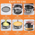 8 Pcs 4.8 Inch Springform Pans, Mini Round Cheesecake Pans with Removable Bottom, Steel Nonstick Cake Pans for Baking, Pizzas and Quiches