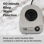 1.0L 1500W Gooseneck Electric Kettle - Stainless Steel Interior - Rapid-Boil - Auto Shut-Off, Boil-Dry Protection, Temperature Control, LED Indicator - Silver by The Display Guys