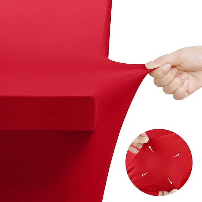 Utopia Kitchen 6FT Spandex Tablecloth [1 Pack, Red] 200 GSM Stretch, Fitted, Washable and Wrinkle Resistant Table Cloth Rectangle Cover for Trade Shows, Wedding, Parties [72Lx30Wx30H Inch]