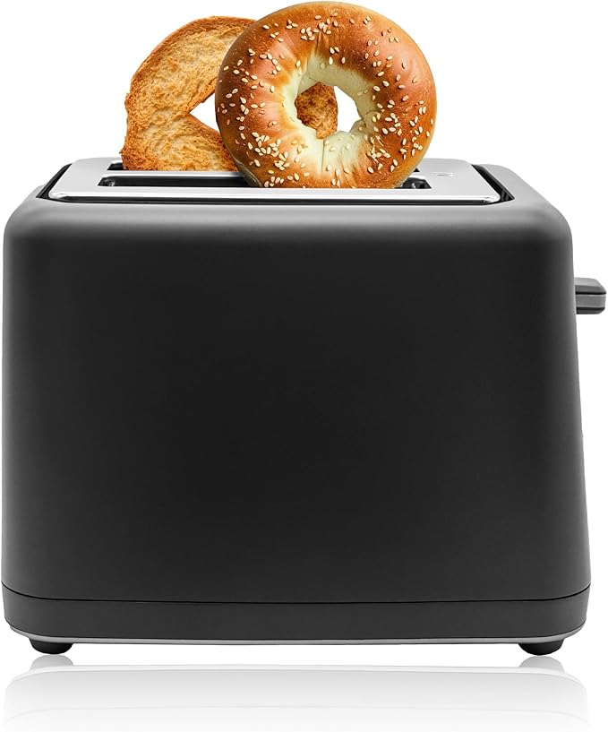 Livwell Matte 2-Slice Smart Touch Toaster with Color Screen Display - Kitchen Gifts - 6 Browning Levels, Timer Countdown, Adjustable Settings for Bagels, Gluten-Free & Multigrain Bread (Matte Black)