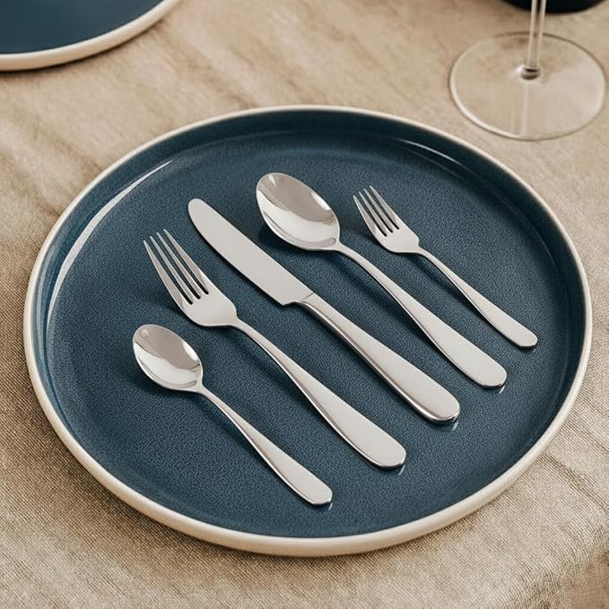 Silverware Set, 30 Piece Forged Flatware Set Cutlery Set Premium Stainless Steel, Service for 6, for Kitchen, Home, Wedding, Party, Mirror Polished Dishwasher Safe (Silver, 30 - Piece)