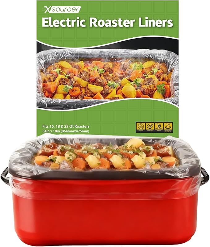 Electric Roaster Liners, 6 Pcs Disposable Roaster Liners, 34 x 18 Inch Food Liners Fits for 16, 18, 22 Quarts Roasters, Roasting Oven Liners Cooking Bags for Immediate Cleanup