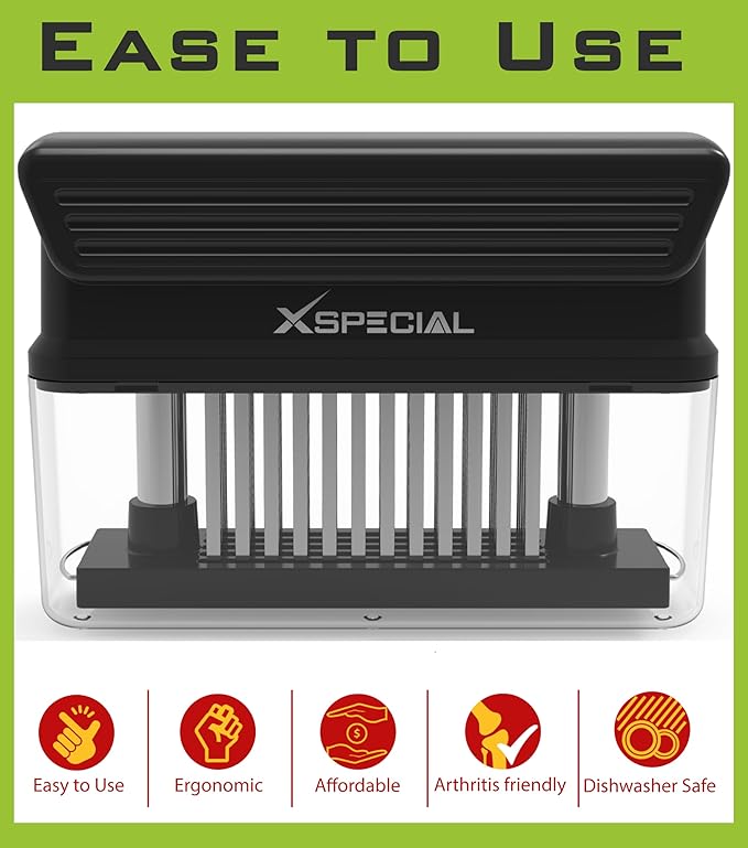 BOLD XL 60 BLADE MEAT TENDERIZER - The Only Tool You'll Ever Need: Cheap Cuts Taste Steakhouse-Quality | (3,063+ 76% 5-Star) Dishwasher-Safe Needle Stainless Steel That Transforms Steak in 90 Seconds