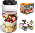 Electric Mason Jar Vacuum Sealer Kit - Auto-Stop with Digital Display, 60kPa Ultra Strong Suction for Wide/Regular Mouth Jars, Preserve Freshness 12X Longer (Includes 6 Lids & Bag Adapters)