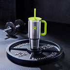 Hydro Flask 40 Oz Travel Tumbler with Handle, Lid and Straw - Insulated Stainless Steel in Stainless Steel Lime