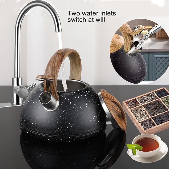 3.1QT/3L Whistling Tea Kettle for Stove Tops,Tea Kettle for Stovetop,Stainless Steel Tea Pot with Anti-Heat Handle and Simple Touch Button to Control Kettle Outlet
