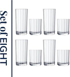 US Acrylic Faceted Clear Plastic Reusable Drinking Glasses (Set of 8) 14oz Rocks & 18oz Water Cups | BPA-Free Tumblers, Made in USA | Top-Rack Dishwasher Safe