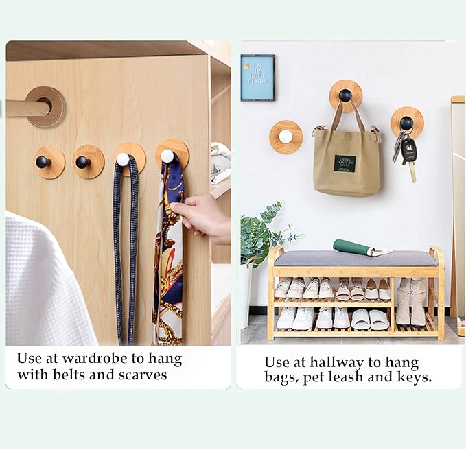 Self Adhesive Hooks, Robe Hooks Reusable Seamless Hooks, Heavy Duty Adhesive Hooks, Utility Hooks for Bedroom, Kitchen, Bathroom 4 Pack (White)