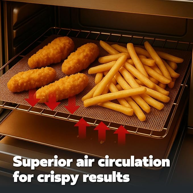 Cooks Innovations Toaster Oven Non Stick Liner & Crisper Set - Get Crispy Food Every Time - Easy Clean Up - Premium Crisping Sheet with Nonstick Oven Liner for Toaster Oven (9 x 11)