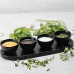 RoRo Handmade Matte Black Ceramic Conical Sauce Bowls - 3 Ounce, Set of 4, Elegant Artisan Crafted Dishes for Dips, Spices, and Condiments, Lead-Free and Cadmium-Free