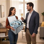 HOMELUX THEORY Champagne Flute Storage Box, Light Gray Hard Shell China Storage Containers, Kitchen Storage Bins With Lids, Heavy Duty Moving Box for Glasses & Stemware, Glassware & Wine Glass