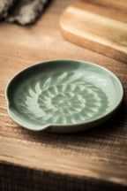 Ceramic Spoon Rest Cooking Spoon Holder for Stove Top, Modern Farmhouse Kitchen Decor for Multiple Utensil, Ladles Tongs Spatula - Green
