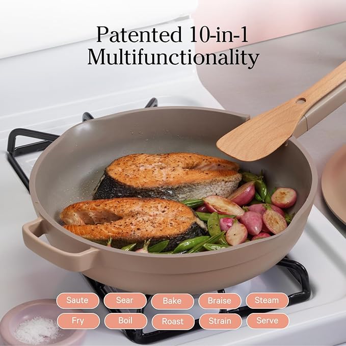 Our Place Large Always Pan 2.0-12.5” (4 Qt) Nonstick, Toxin-Free Ceramic Cookware | Patented 10-in-1 Aluminum Frying & Sauté Pan | Safe for Oven, Induction & All Cooktops up to 450°F | Steam
