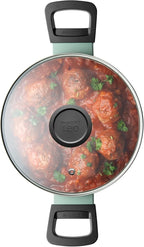 BergHOFF Sage Non-stick 7Pc Cookware Set, Glass Lid with Steam Vent, Pressed Aluminum, FernoGreen Non-toxic Nonstick Coating with Stay-cool Handle