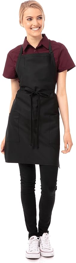 Chef Works Unisex Two Patch Pocket Bib Apron