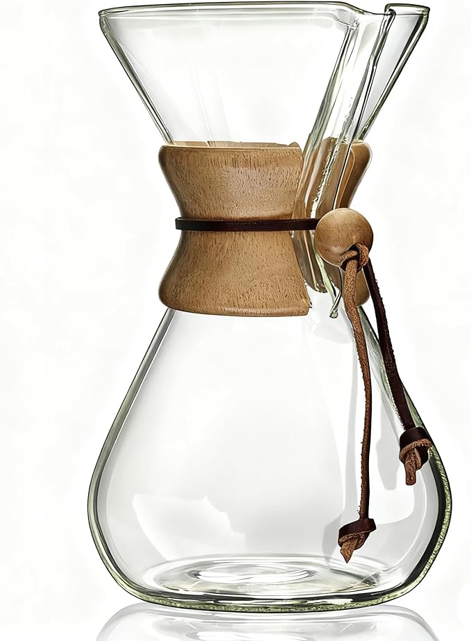 AGOGO Pour Over Coffee Maker Set Glass Coffee Maker with 50pcs Filter Paper -for Home, Office, Camping, Cafes - Easy Clean Coffee Dripper Set (Rag&Brush Included)(10 Cup/34oz)