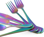 24-Piece Stainless Steel Flatware Set, Matte Colorful Rainbow Finish, Service for 4
