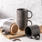 Nihow 16OZ Stackable Coffee Mug Set, Large Ceramic Coffee Mug Set of 4,Coffee Cup Set for Cappuccino/Latte/Cocoa,Dishwasher & Microwave Safe,Matte Gray