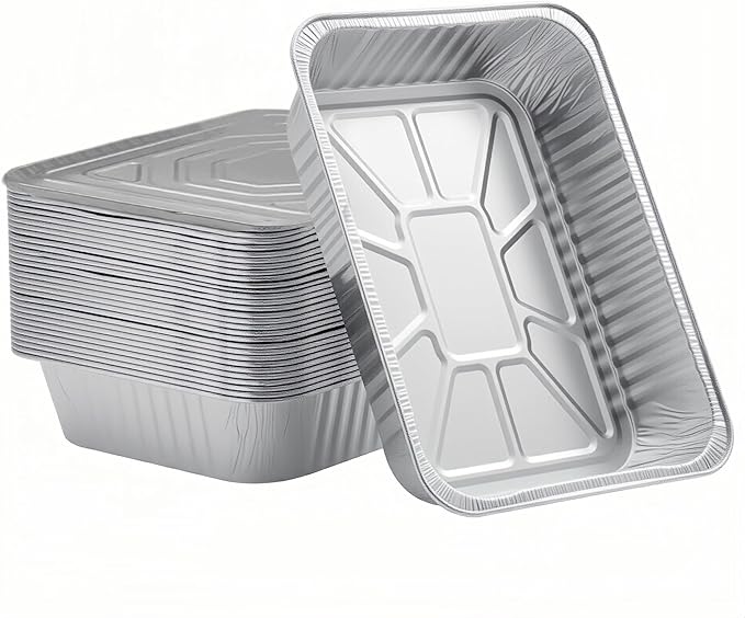Disposable Aluminum Foil Pan, Family Size Baking Container, Deep Rectangular,9×13 Half Size,Tin Pans for Roasting,Catering,Picnic or Holiday needs (30 Pack w/Lids)