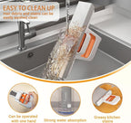 2-in-1 Self-Squeeze Portable Mop: 2 Extra Sponge Heads for Bathroom Corners, Kitchen Tiles, Car & RV Cleaning - Compact Travel Mop (Orange)